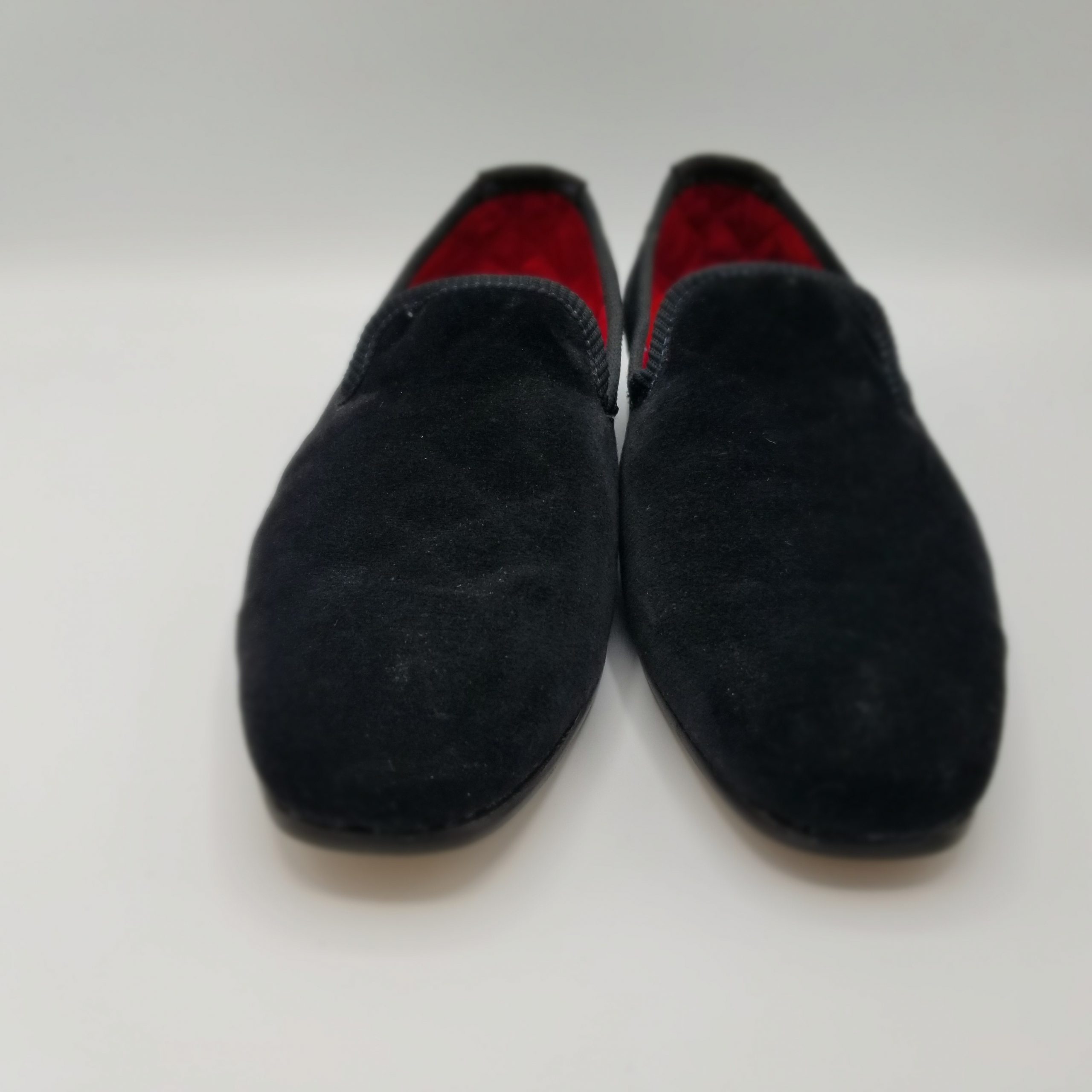 Black Cotton Velvet Shoes-Point Toe